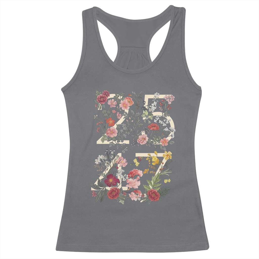 2547 Wildflower Floral Graphic Racerback Tank Top Subtle Coded 25th Amendment Political Satire Aesthetic