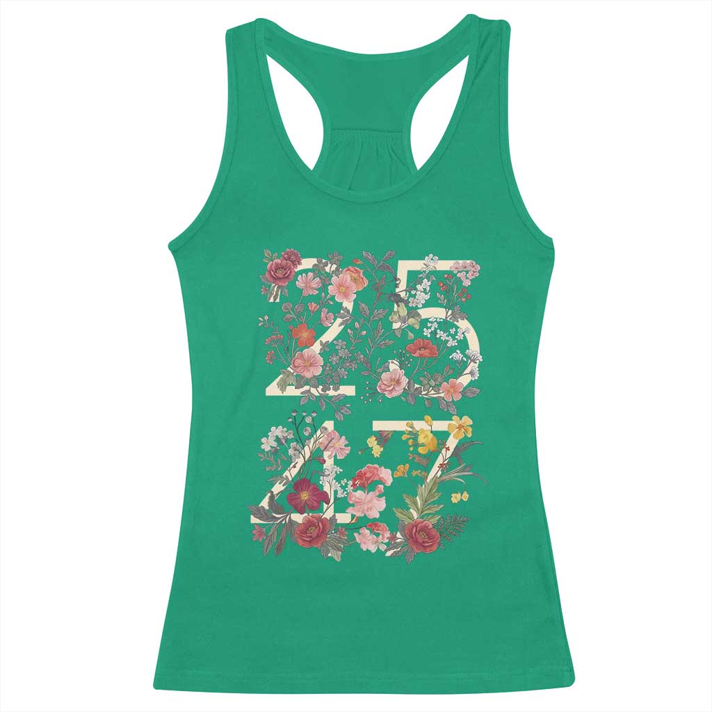 2547 Wildflower Floral Graphic Racerback Tank Top Subtle Coded 25th Amendment Political Satire Aesthetic