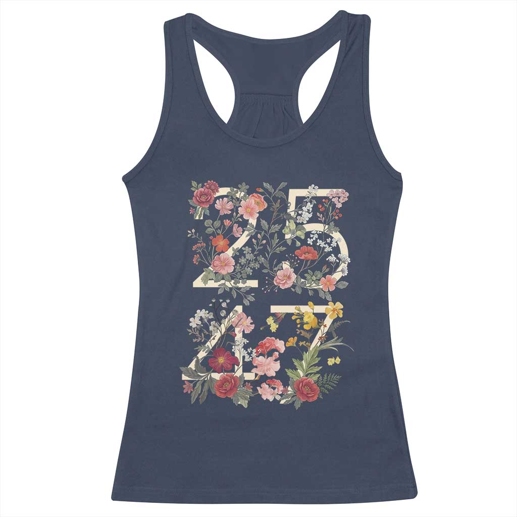 2547 Wildflower Floral Graphic Racerback Tank Top Subtle Coded 25th Amendment Political Satire Aesthetic