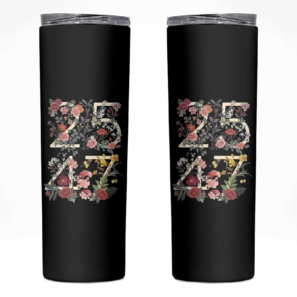 2547 Wildflower Floral Graphic Skinny Tumbler Subtle Coded 25th Amendment Political Satire Aesthetic