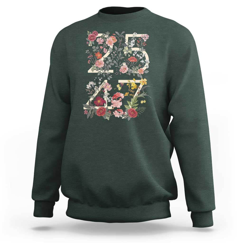 2547 Wildflower Floral Graphic Sweatshirt Subtle Coded 25th Amendment Political Satire Aesthetic