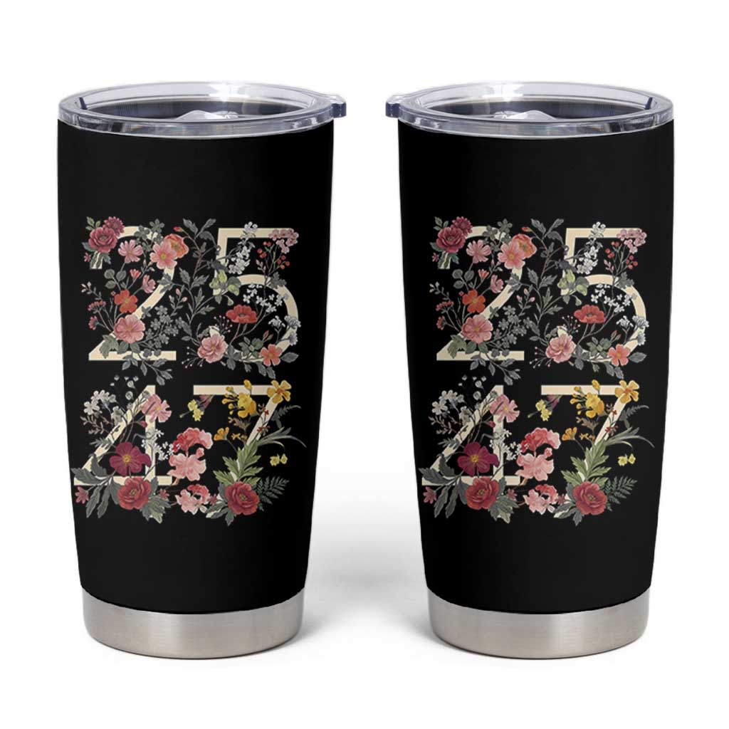 2547 Wildflower Floral Graphic Tumbler Cup Subtle Coded 25th Amendment Political Satire Aesthetic