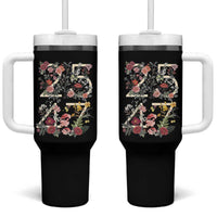 2547 Wildflower Floral Graphic Tumbler With Handle Subtle Coded 25th Amendment Political Satire Aesthetic