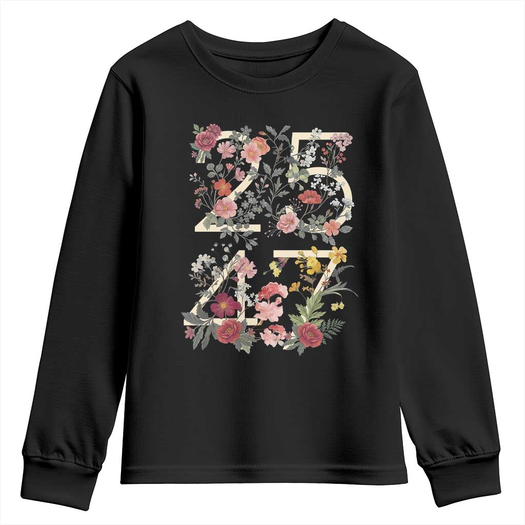 2547 Wildflower Floral Graphic Youth Sweatshirt Subtle Coded 25th Amendment Political Satire Aesthetic