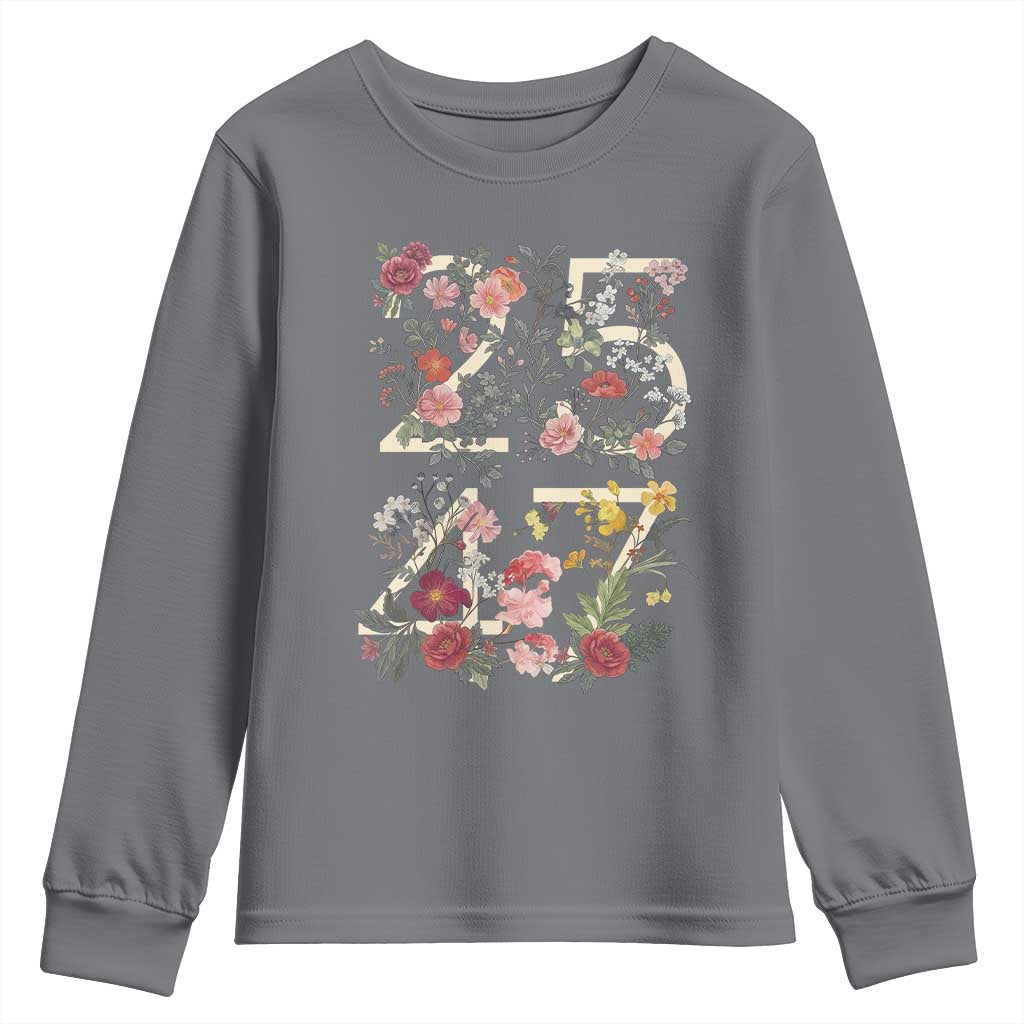 2547 Wildflower Floral Graphic Youth Sweatshirt Subtle Coded 25th Amendment Political Satire Aesthetic