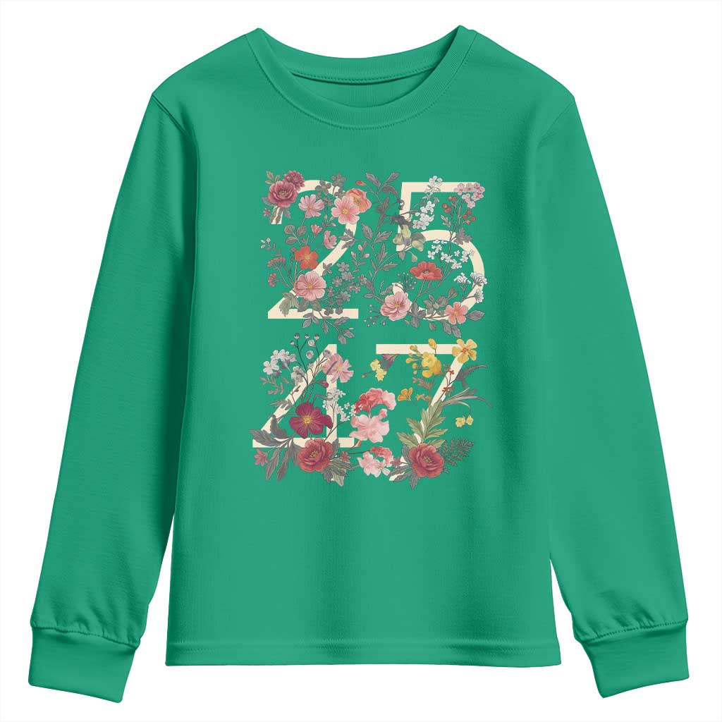 2547 Wildflower Floral Graphic Youth Sweatshirt Subtle Coded 25th Amendment Political Satire Aesthetic