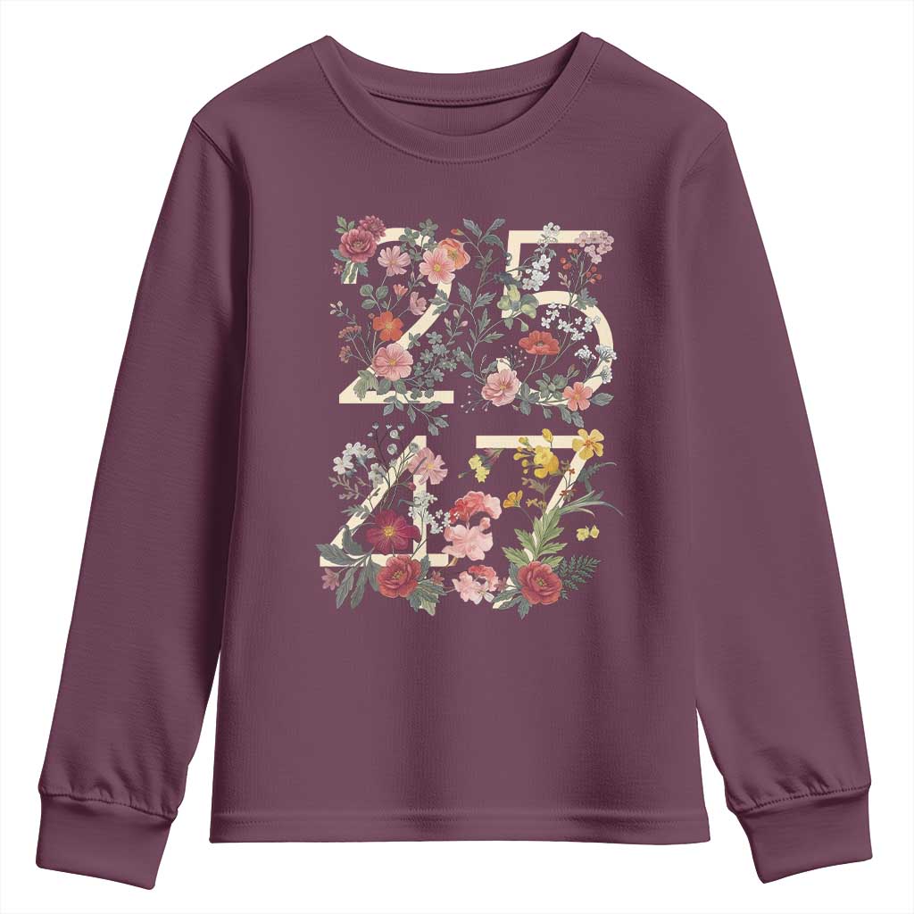 2547 Wildflower Floral Graphic Youth Sweatshirt Subtle Coded 25th Amendment Political Satire Aesthetic