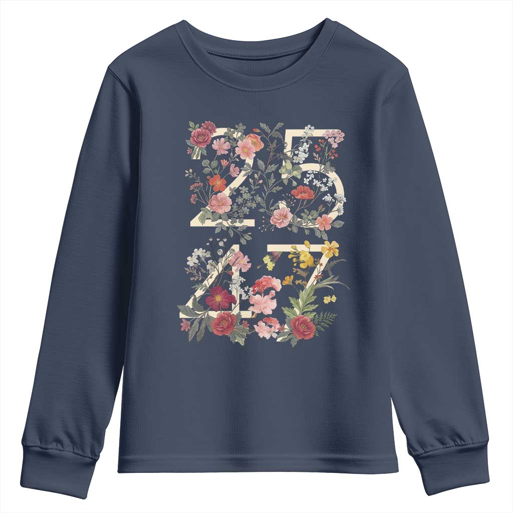 2547 Wildflower Floral Graphic Youth Sweatshirt Subtle Coded 25th Amendment Political Satire Aesthetic