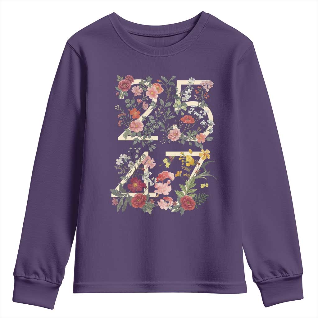 2547 Wildflower Floral Graphic Youth Sweatshirt Subtle Coded 25th Amendment Political Satire Aesthetic