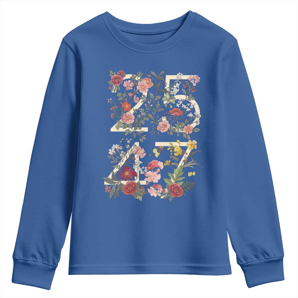 2547 Wildflower Floral Graphic Youth Sweatshirt Subtle Coded 25th Amendment Political Satire Aesthetic