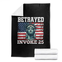 Betrayed Invoke 25 Statue of Liberty Crying Throw Blanket 25th Amendment Distressed Flag Political Satire Graphic