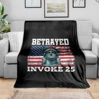Betrayed Invoke 25 Statue of Liberty Crying Throw Blanket 25th Amendment Distressed Flag Political Satire Graphic