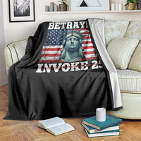 Betrayed Invoke 25 Statue of Liberty Crying Throw Blanket 25th Amendment Distressed Flag Political Satire Graphic