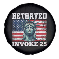 Betrayed Invoke 25 Statue of Liberty Crying Spare Tire Cover 25th Amendment Distressed Flag Political Satire Graphic