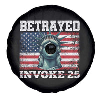 Betrayed Invoke 25 Statue of Liberty Crying Spare Tire Cover 25th Amendment Distressed Flag Political Satire Graphic