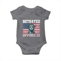 Betrayed Invoke 25 Statue of Liberty Crying Baby Onesie 25th Amendment Distressed Flag Political Satire Graphic