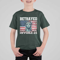 Betrayed Invoke 25 Statue of Liberty Crying T Shirt For Kid 25th Amendment Distressed Flag Political Satire Graphic