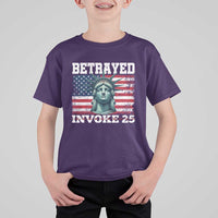 Betrayed Invoke 25 Statue of Liberty Crying T Shirt For Kid 25th Amendment Distressed Flag Political Satire Graphic