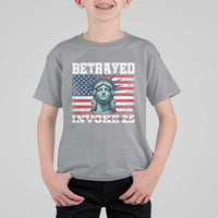 Betrayed Invoke 25 Statue of Liberty Crying T Shirt For Kid 25th Amendment Distressed Flag Political Satire Graphic