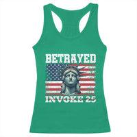 Betrayed Invoke 25 Statue of Liberty Crying Racerback Tank Top 25th Amendment Distressed Flag Political Satire Graphic