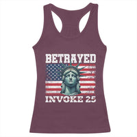 Betrayed Invoke 25 Statue of Liberty Crying Racerback Tank Top 25th Amendment Distressed Flag Political Satire Graphic