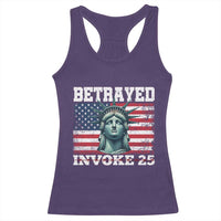Betrayed Invoke 25 Statue of Liberty Crying Racerback Tank Top 25th Amendment Distressed Flag Political Satire Graphic