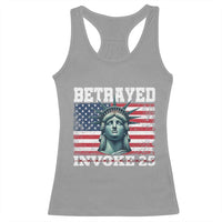 Betrayed Invoke 25 Statue of Liberty Crying Racerback Tank Top 25th Amendment Distressed Flag Political Satire Graphic