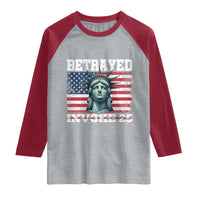 Betrayed Invoke 25 Statue of Liberty Crying Raglan Shirt 25th Amendment Distressed Flag Political Satire Graphic