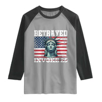 Betrayed Invoke 25 Statue of Liberty Crying Raglan Shirt 25th Amendment Distressed Flag Political Satire Graphic