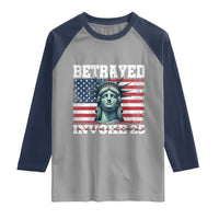 Betrayed Invoke 25 Statue of Liberty Crying Raglan Shirt 25th Amendment Distressed Flag Political Satire Graphic