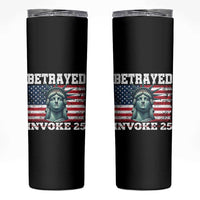 Betrayed Invoke 25 Statue of Liberty Crying Skinny Tumbler 25th Amendment Distressed Flag Political Satire Graphic