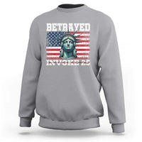 Betrayed Invoke 25 Statue of Liberty Crying Sweatshirt 25th Amendment Distressed Flag Political Satire Graphic
