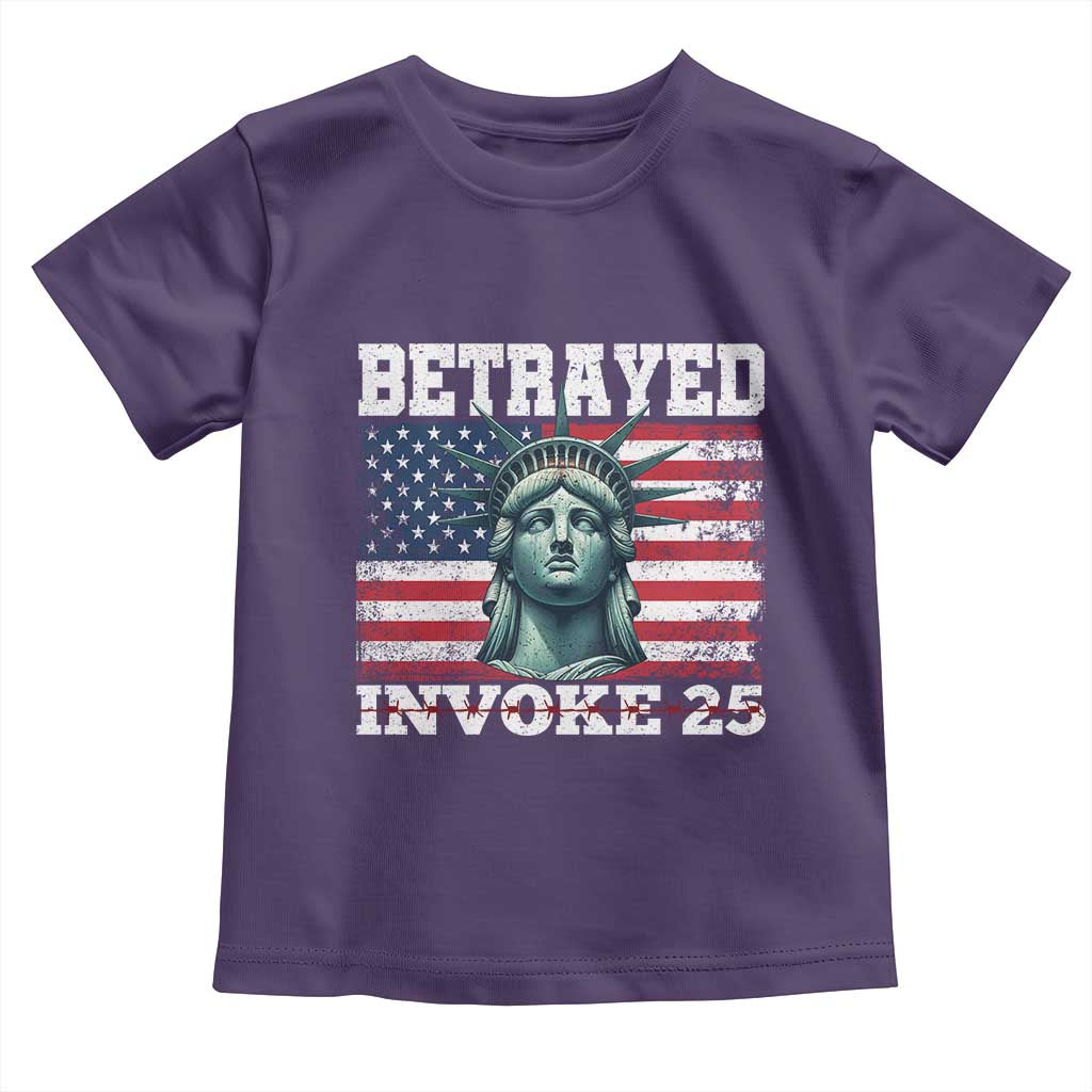 Betrayed Invoke 25 Statue of Liberty Crying Toddler T Shirt 25th Amendment Distressed Flag Political Satire Graphic