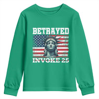 Betrayed Invoke 25 Statue of Liberty Crying Youth Sweatshirt 25th Amendment Distressed Flag Political Satire Graphic
