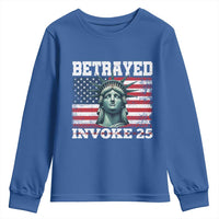 Betrayed Invoke 25 Statue of Liberty Crying Youth Sweatshirt 25th Amendment Distressed Flag Political Satire Graphic