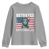 Betrayed Invoke 25 Statue of Liberty Crying Youth Sweatshirt 25th Amendment Distressed Flag Political Satire Graphic