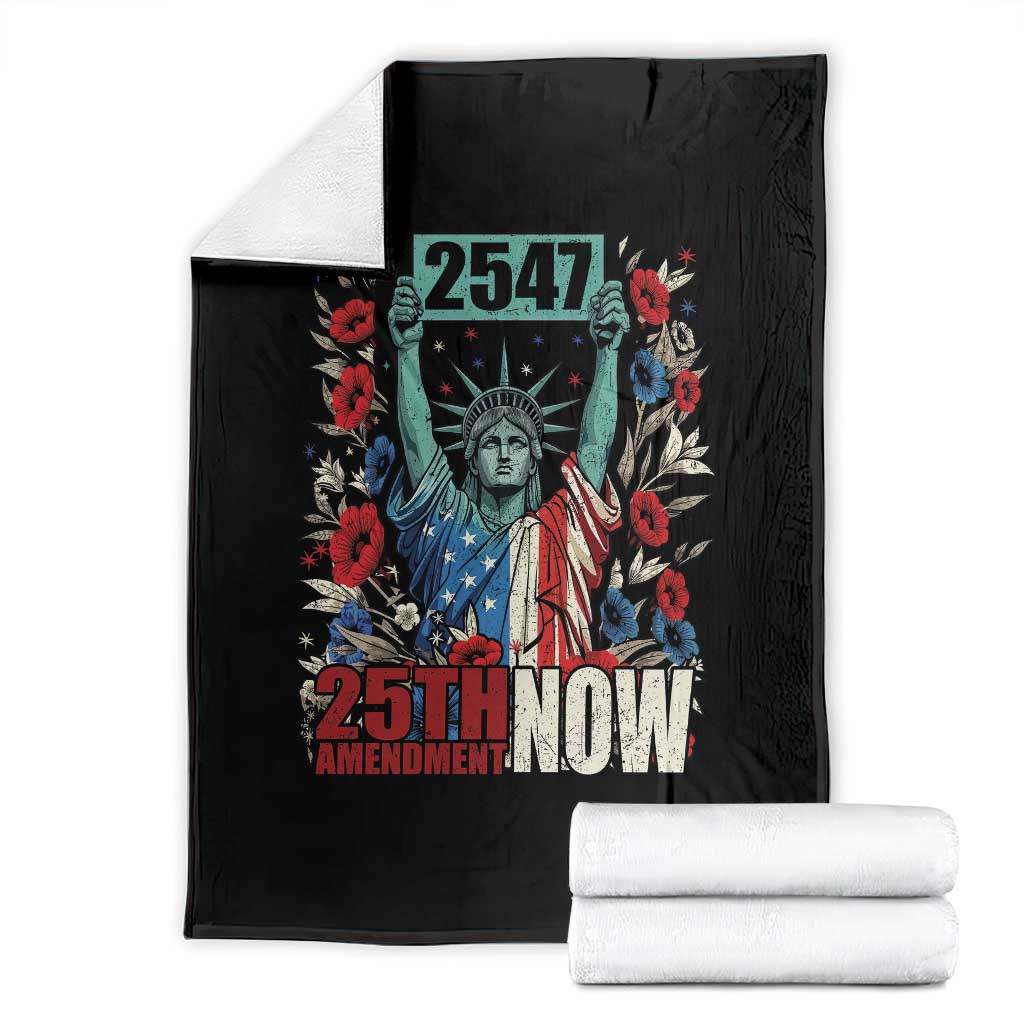 25th Amendment Now 2547 Throw Blanket Statue of Liberty Floral Political Statement Graphic