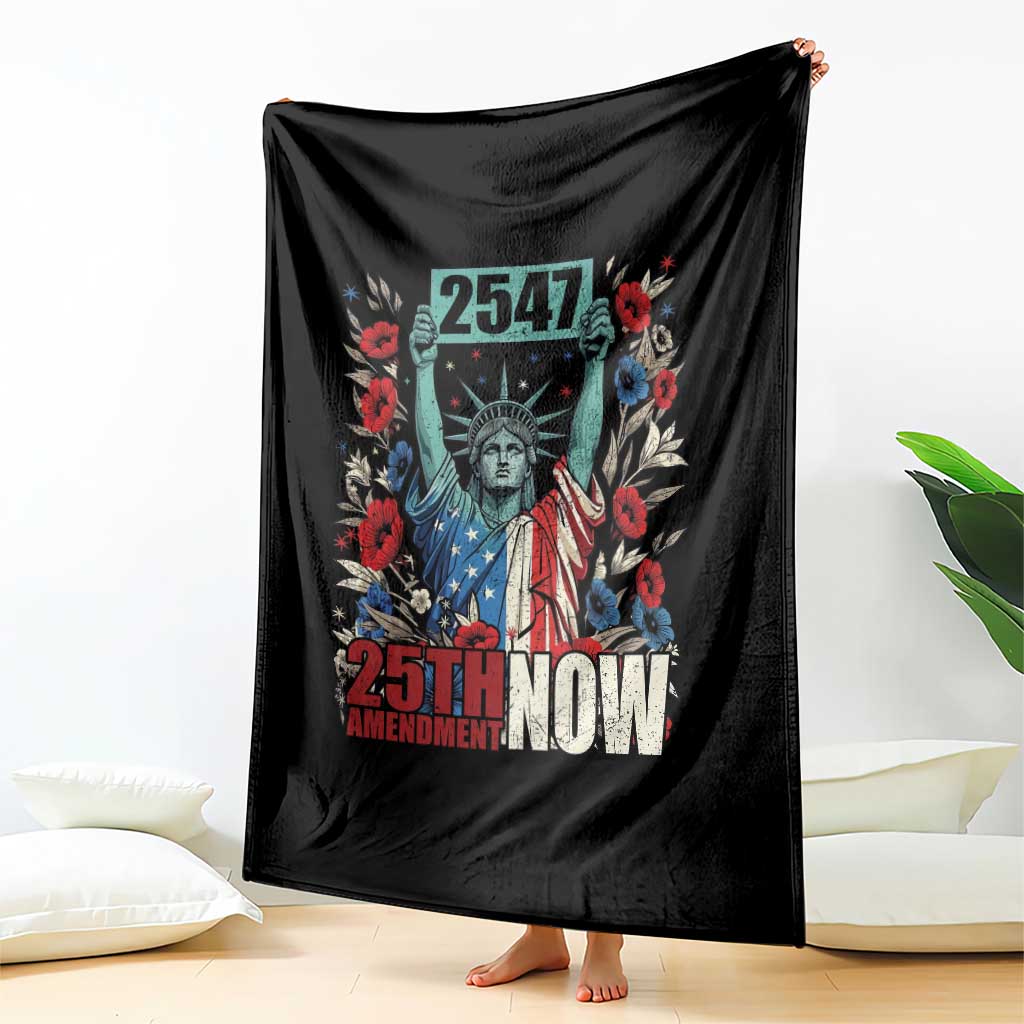 25th Amendment Now 2547 Throw Blanket Statue of Liberty Floral Political Statement Graphic