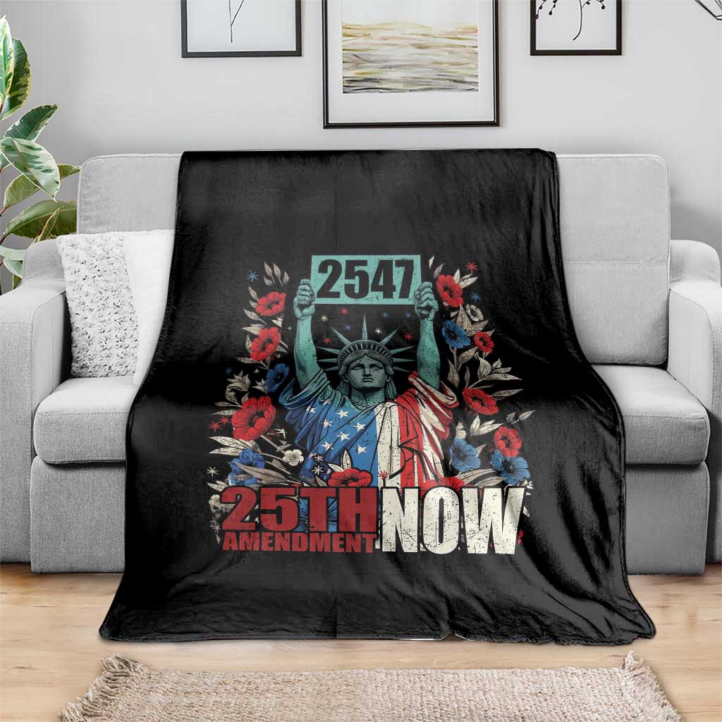 25th Amendment Now 2547 Throw Blanket Statue of Liberty Floral Political Statement Graphic