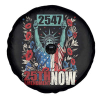 25th Amendment Now 2547 Spare Tire Cover Statue of Liberty Floral Political Statement Graphic
