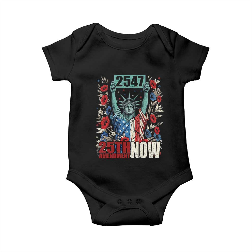 25th Amendment Now 2547 Baby Onesie Statue of Liberty Floral Political Statement Graphic