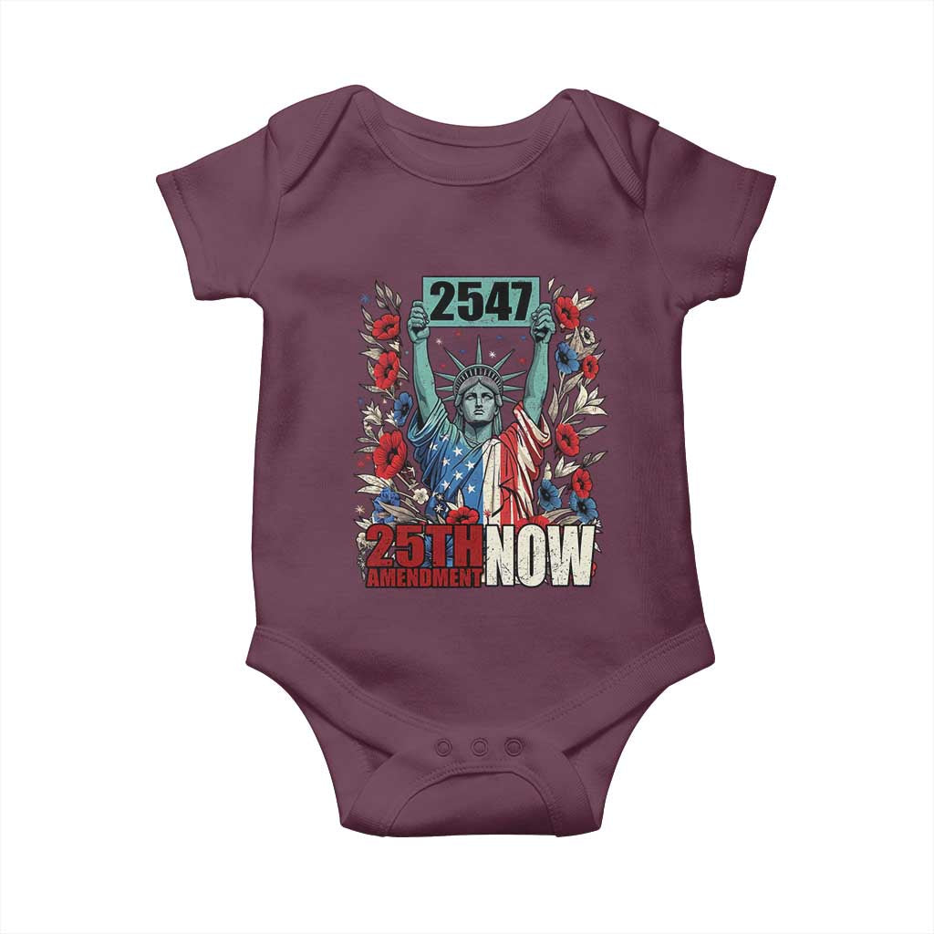 25th Amendment Now 2547 Baby Onesie Statue of Liberty Floral Political Statement Graphic