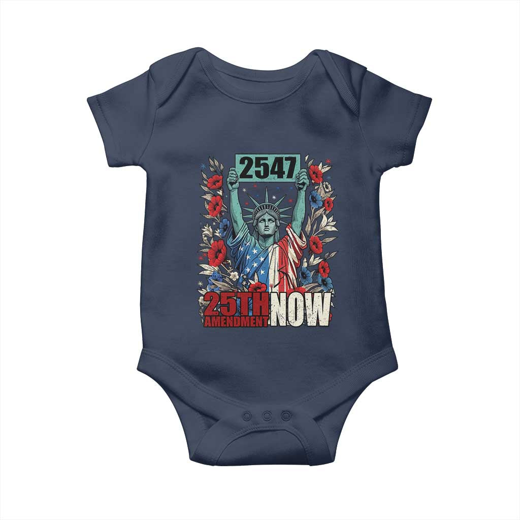 25th Amendment Now 2547 Baby Onesie Statue of Liberty Floral Political Statement Graphic