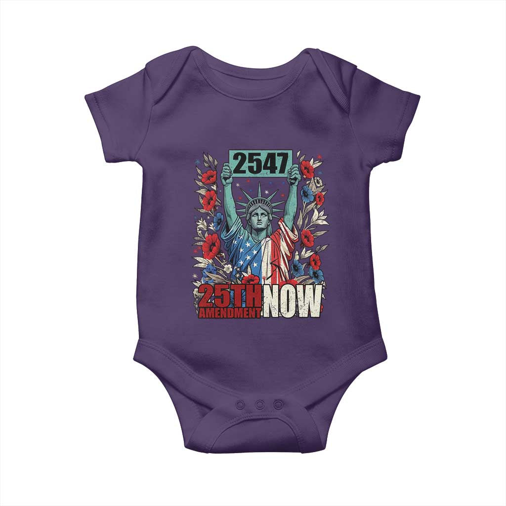 25th Amendment Now 2547 Baby Onesie Statue of Liberty Floral Political Statement Graphic