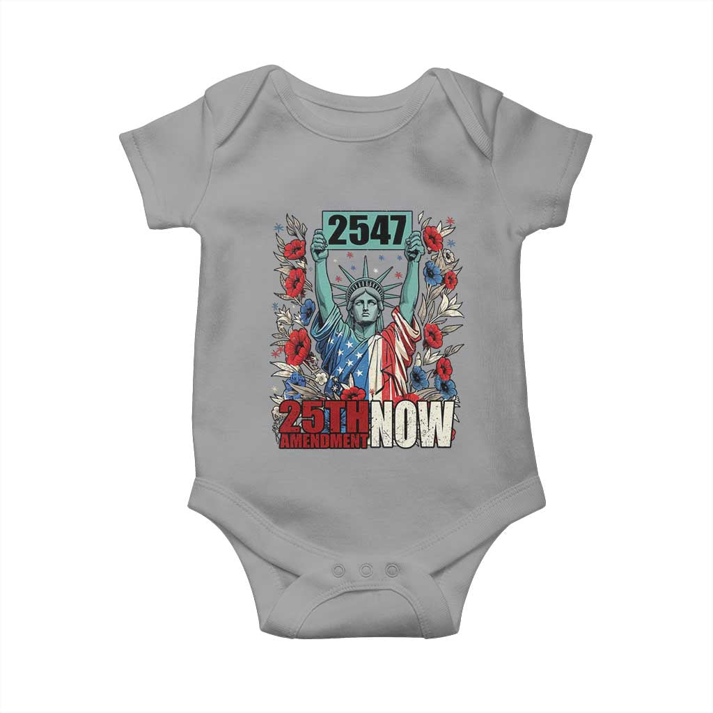 25th Amendment Now 2547 Baby Onesie Statue of Liberty Floral Political Statement Graphic