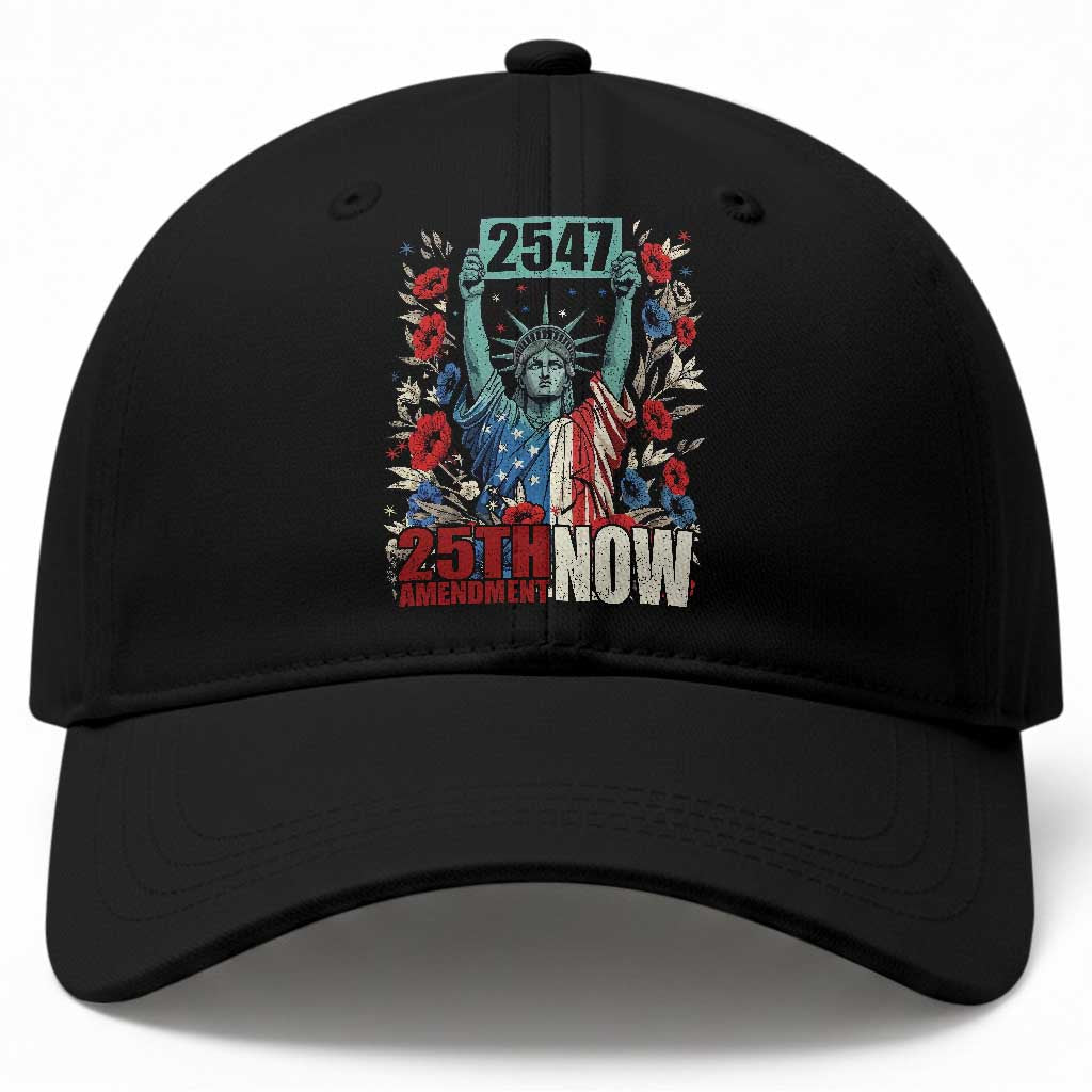 25th Amendment Now 2547 Baseball Cap Statue of Liberty Floral Political Statement Graphic