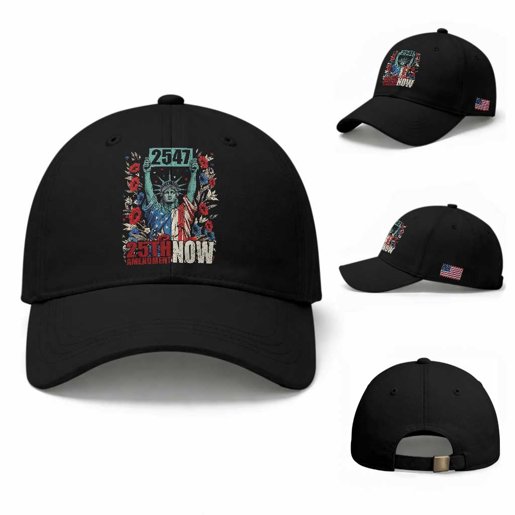 25th Amendment Now 2547 Baseball Cap Statue of Liberty Floral Political Statement Graphic