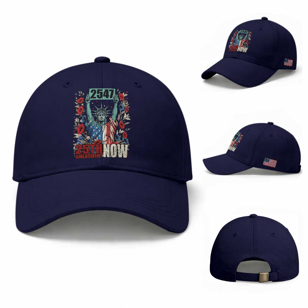 25th Amendment Now 2547 Baseball Cap Statue of Liberty Floral Political Statement Graphic