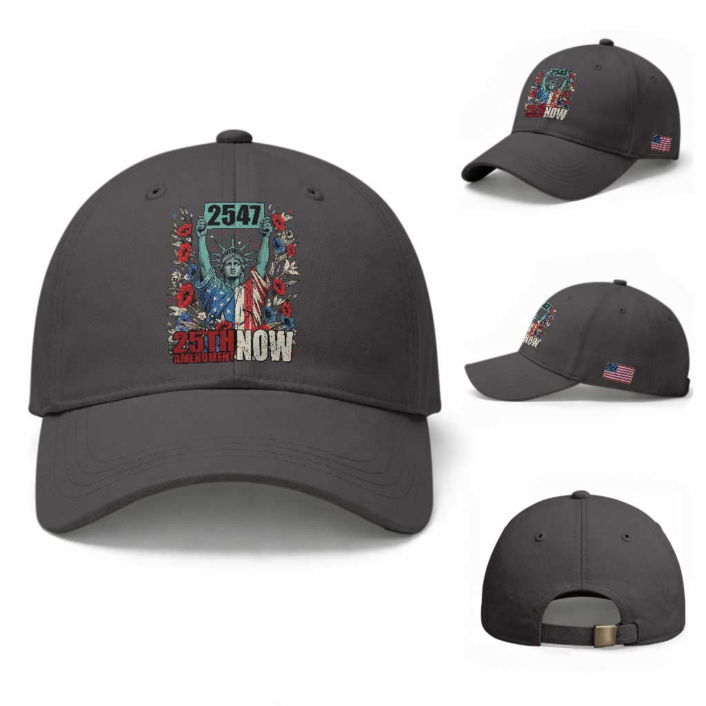 25th Amendment Now 2547 Baseball Cap Statue of Liberty Floral Political Statement Graphic