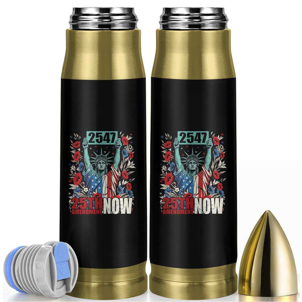 25th Amendment Now 2547 Bullet Tumbler Statue of Liberty Floral Political Statement Graphic